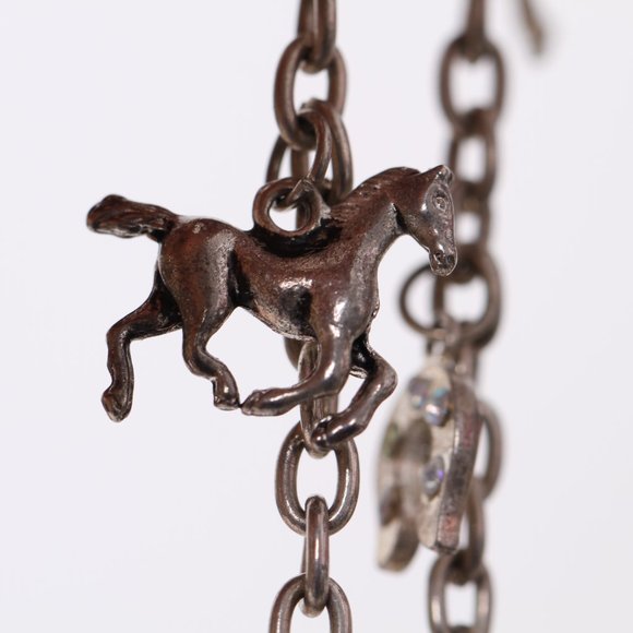 Three Horses and Two Sparkly Lucky Horseshoes Charms Bracelet - Picture 4 of 6